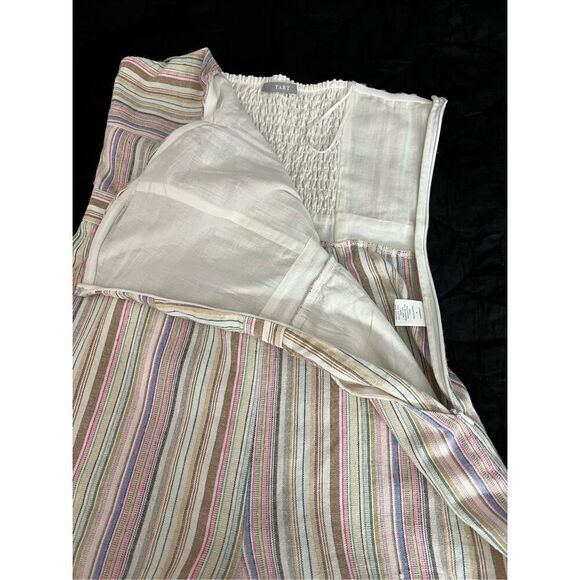 Tart Jumpsuit Womens M Striped Strapless Sweetheart Christy Linen Blend Wide-Leg - Picture 6 of 16